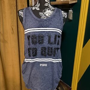 PINK Victoria's Secret Navy Graphic Tank Top